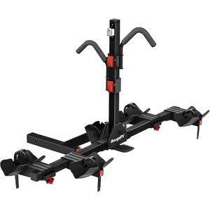 BougeRV Lockable Hitch Mount Bike Rack Platform 2-Bike Carrier for SUV & Truck, Lightweight E-Bike Compatible, Foldable & Tilting to Open Trunk, Easy Assembly Bike Rack Fit for 2'' Hitch Receiver