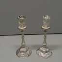 OwnMy Set of 2 Taper Candle Holders Vintage Metal Pillar Candlestick Holders 7.4, Elegant Brass Candle Stick Holders Decor Candelabra Set for Dining Table Centerpieces Wedding Home Decoration, Silver