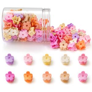 Small Flower Hair Clips 100PCS, Mini Hair Clips Baby Claw Clips Cute Jaw Clips Hair Pins Hair Barrettes Toddler Hair Accessories for Women Girls Kids Teens Pink Colors