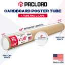 4" x 48" Heavy-Duty Reinforced Cardboard Mailing Tube, Pack of 1 Tube with 2 Caps – Secure USPS Approved – Great for Shipping and Storing of Prints, Artwork, Posters or Documents