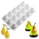 OCPO KITCHEN 3D Pear Shape Silicone Molds for Baking Mousse Cake, 3D Silicone Baking Mold for Candy Pastry Chocolate Truffle Cupcake Jelly Cookie Pudding Cake Decoration Mold, Pear Shape (15-Cavity)