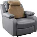HOMBYS Sherpa Fleece Lumbar Support Pillow with Headrest for Recliner, Memory Foam Recliner Chair Cushion for Back Pain,Big High Back Support for Recliner with Chair Headrest for Elderly (Khaki)