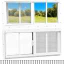NeatiEase 2 Pack Sliding Windows, 12"x24" Shed Windows with Tempered Glass and Removable Fiberglass Screen for Chicken Coop, Shed, Basement, Playhouse, Household, Garage, Barns (White)