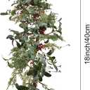 Christmas Garland with Lights, 7.5ft Greenery Pine Garland/Red Berry Garlands, Prelit Garland for Mantle Fireplace Outdoor Thanksgiving Xmas Holiday Decorations (Olive Leaf)