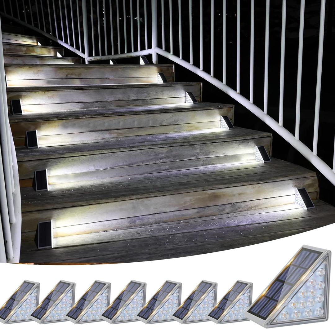 VOLISUN Solar Stair Lights 8 Pack, Solar Step Lights Waterproof IP67, Outdoor Step Light with 13 LEDs, Outdoor Lighting Decor for Yard Stair, Patio, Front Step, Front Porch and Deck(Cool White)