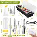 Mifoci 28 Pcs Bartender Kit, Mixologist Bartender Kit Garnish Tray with Lid Bar Caddy and 3 Tier Glass Rimmer, 17 Pcs Margarita Cocktail Shaker Set with Wooden Base for Home Bar Gift Set(PVA Plastic)