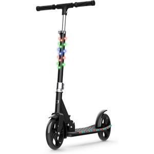 Jetson 2-Wheel Kick Scooter, Sturdy Wide Deck, Height Adjustable Handlebar, Rear Brake, Easy-Folding Mechanism, 8 inch wheels (Jupiter Jumbo Black)