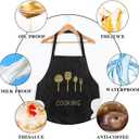 Qianyu 2 Pcs Kitchen Bib Apron with Hand Wipe Big Pocket for Women Men Chef Adjustable Waterproof Oil Resistant Cooking Aprons Hand-wiping Cooking Aprons for Kitchen Gardening Salon