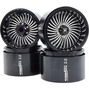 HOBBYSOUL 2.2 Beadlock Wheels Wide 40mm Adjustable Offset Rims for 1/10 RC Mud Crawler SCX10 Capra TRX4 Gen8 Everest gen 7 Pro Upgrades,HS701520 (Black)