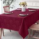 Romanstile Jacquard Rectangle Tablecloth - Waterproof Elegant Vienna Damask Pattern Table Cloths Washable Polyester Decorative Table Covers for Dinner/Parties/Outdoor - 60 x 120 Inch, Burgundy 