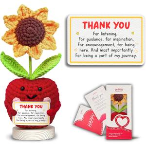 Gossby Appreciation Gift for Women - Handmade Positive Apple Crochet - Thank You for Listening - Thank You, Christmas, Birthday, Positive Gift for Teacher, Mom, Friend, Coworker - Knitted Decor