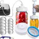 Mason Jar Vacuum Sealer and Accessory Hose Compatible with FoodSaver Vacuum Sealer Portable Hand Pump for Jars Regular & Wide Mouth and Lid, for Food Storage (White)