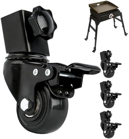 2 Inch Casters for Blackstone Griddle Stand, 2" Heavy Duty Wheels 360 Degree Swivel with Brake Lock, Griddle Accessories Fit for Blackstone 17''/22'' Tabletop Griddle Stand, Pack of 4