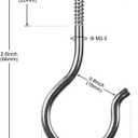 SELEWARE 20 Pcs Stainless Steel Screw Hooks, 2.6 Inch Ceiling Hooks, Heavy Duty Indoor & Outdoor Hanging Hooks for Plants, Kitchens, Cups, Lights