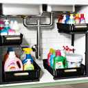 ARSTPEOE Under Sink Organizer - 2 Packs Multi-Purpose Pull-Out Storage Organizers, Slide out Pull out Metal Cabinet Organizer Shelf, Storage for Kitchen Bathroom, Black