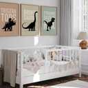 3Pcs Nursery Dinosaur Canvas Wall Art Bronto,Trike,T.rex Painting Picture Wall Decor Adorable Toddler Dino Poster Print Artwork for Kids Boys Room Nursery Classroom Playroom Home Decoration (1216in)