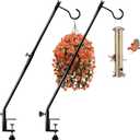 Deck Bird Feeder Hanger for Railing, 30Inch Fence Deck Hook for Humming Bird Feeder Hanger Pole, 360 Degree Horizontal Rotary Clamp-On for Decor, 2Packs