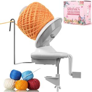 SPEENSUN Yarn Winder, Yarn Winder for Crocheting, 3.5 OZ Easy-to-Install and Efficiently Yarn Ball Winder with Lower Noise, Yarn Spinner for Crochet and Knitting Lover for Yarns Below Size 5 (White-Gray (Capacity 3.5oz))