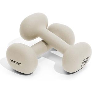 YOTTOY Weights Dumbbells Set for Women,2-15 Pound Dumbbells Set of 2, Non-Slip Hand Weights for Home Workouts, Portable Strength Training Neoprene dumbbells (10LB-Pair, White)