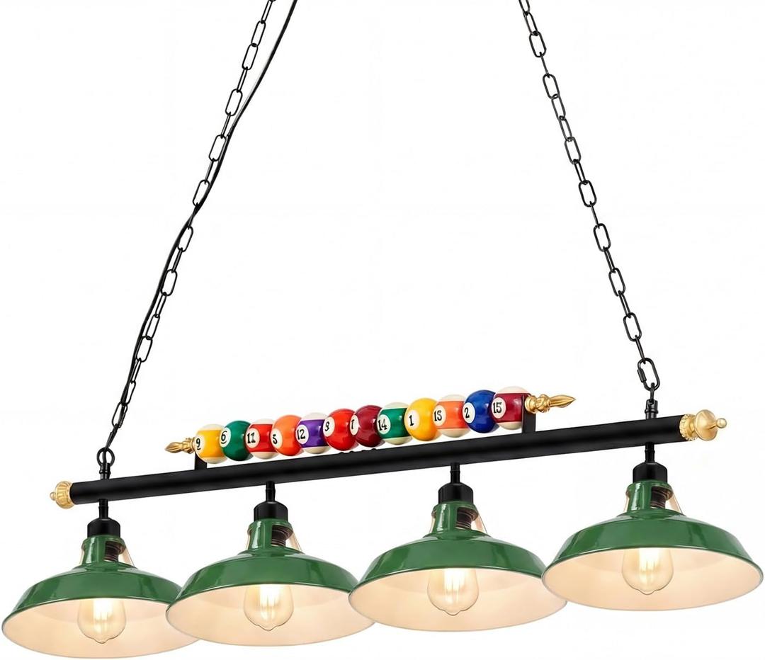Ossesay Adjustable Pool Table Lights, 4 Lights for 7'-8' Billiard Table, 27.17 x 14.57 x 7.28 inches