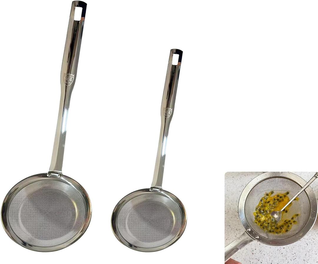 Fine Mesh Stainless Steel Colander2025 Stainless Steel Filter,Durable Multi-Functional Kitchen Cooking Net Strainer (2-Piece Set),Strainers Fine MeshProfesional Stainless Strainer. (Extra Large)