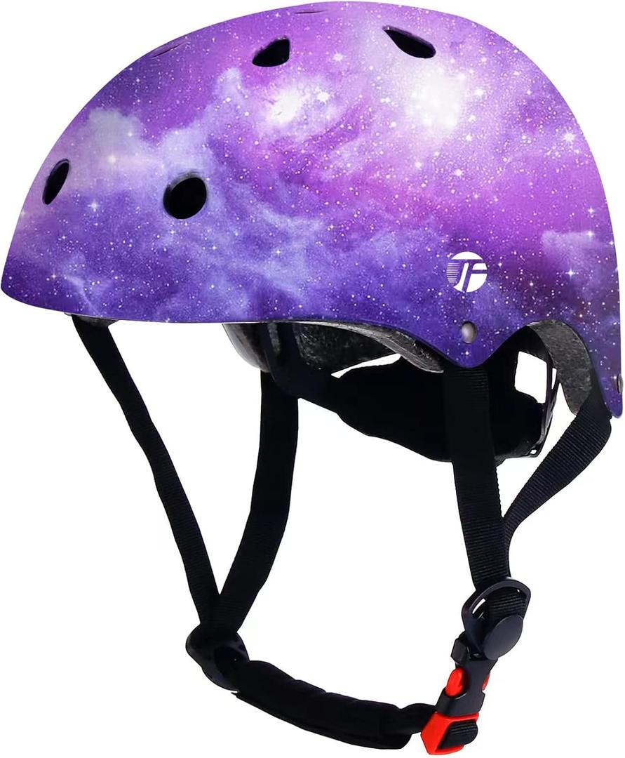 Adjustable Color Gradient Toddler Kids Bike Helmet for 3-5-8-14+Ages Girls Boys.Skateboard Bicycle Toddler Helmet 2-4 Years for Multi-Sports Cycling Scooter Inline Roller Skates Rollerblading (Medium, Cosmos)