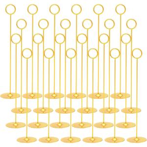 Urban Deco 24PK Table Number Holders Place Card Holders 12 Inch Table Card Holders Steel Card Holders for Photos, Food Signs, Memo Notes, Weddings, Restaurants, Birthdays (Gold 24PK)