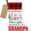 HOIJAUMAI Grandpa Christmas Stocking Gifts for Grandpa Papa New Grandpa Merry Christmas These Gifts Belong to Grandpa Xmas Stocking for Fireplace Stairs Wall Hanging Xmas Home Decor 18 x 12 Inches