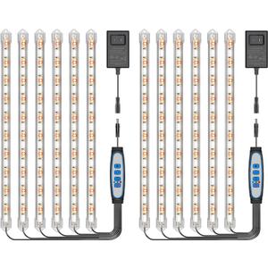 Under Cabinet Grow Light Strip, 36W 360LEDs Grow Lights for Indoor Plant Full Spectrum 660nm/3000K/6000K Grow Lamp with 6/12/16H Timer, 3 Spectrum Modes, 5 Brightness Levels (6 Bars/2 Pack)
