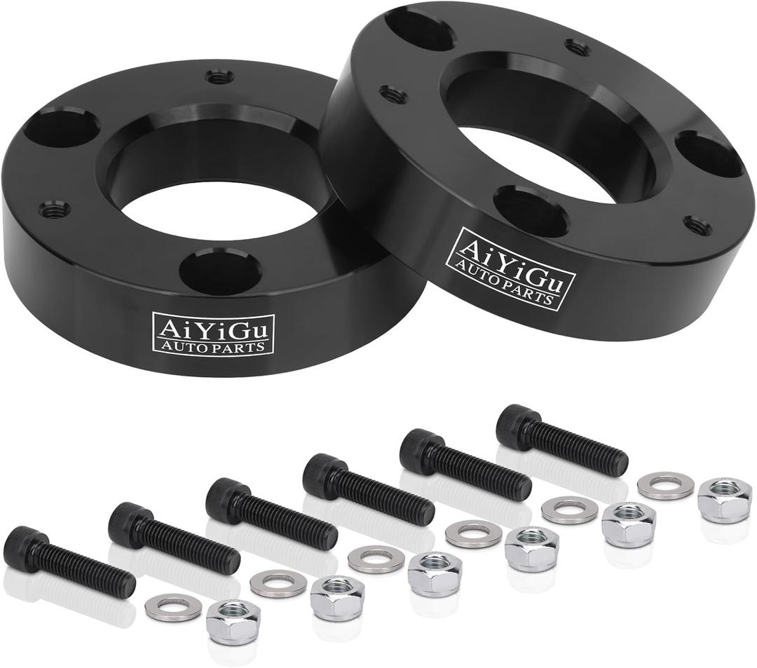 2 Inches Front Leveling Lift Kit Compatible with 2007-2024 Chevy Silverado 1500/GMC Sierra 1500 2WD 4WD, 2'' Aluminum Front Strut Spacers Suspension Lift Kits Lift Spacers on Pickup&Truck, 2PCS