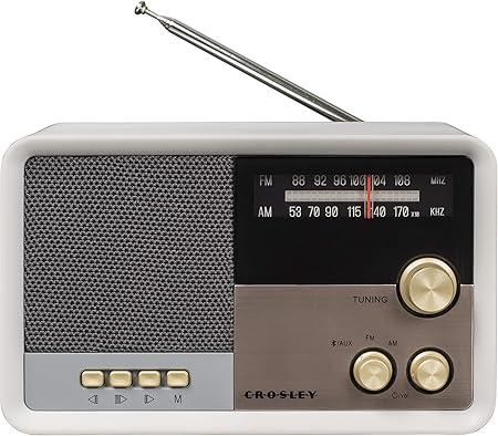 Crosley Tribute Vintage AM/FM Bluetooth Radio, White Sand, CR3036D-WS