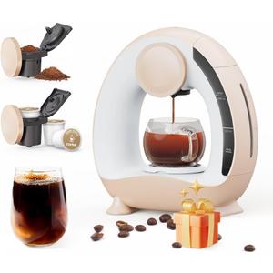 BENFUCHEN Pod and Grounds Single-Serve Coffee Maker, 2 in 1 One Cup Coffee Machine Compatible with K-Cup Pod & Coffee Grounds/Tea, Compact Design, 4-8oz, Champagne Color BENFUCHEN Pod and Grounds Single-Serve Coffee Maker, 2 in 1 One Cup Coffee Machine Compatible with K-Cup Pod & Coffee Grounds/Tea, Compact Design, 4-8oz, Champagne Color