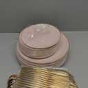 I00000 30 Guests Pink Plastic Plates for Party,Heavy Duty Pink Disposable Plates,Gold Dinnerware Set Include 30 Dinner Plates,30 Dessert Plates,30 Gold Plastic Silverware Set for Party.