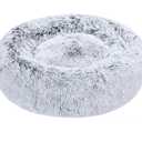 Donut Pet Bolster Faux Fur Bed for Dog, Grey, 36" x 36"