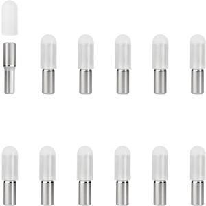 whitesnow 5mm 1/4 Inch Stainless Steel Metal Shelf Pegs Pins Replacement Kitchen Cabinet Shelves Support Holders for Bookshelf Bookcase Cupboard Adjustable Wood Glass Shelving, Pack of 12