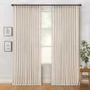 MIULEE Natural Linen Curtains 84 Inches Long 2 Panels, Pleated Tape Back Tab Soft Thick Linen Textured Window Drapes Pleat with Hooks Bedroom Living Room Light Filtering Neutral Farmhouse Cream Ivory