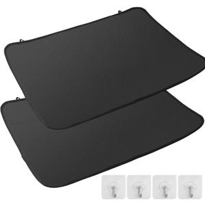 FUNYKICH 2PCS Black Silicone Rectangular Stove Top Covers for Electric Stove, 21x29.5 inch Glass Cooktop Protector, Fireproof & Waterproof, Prevent Scratches, Expands Usable Space