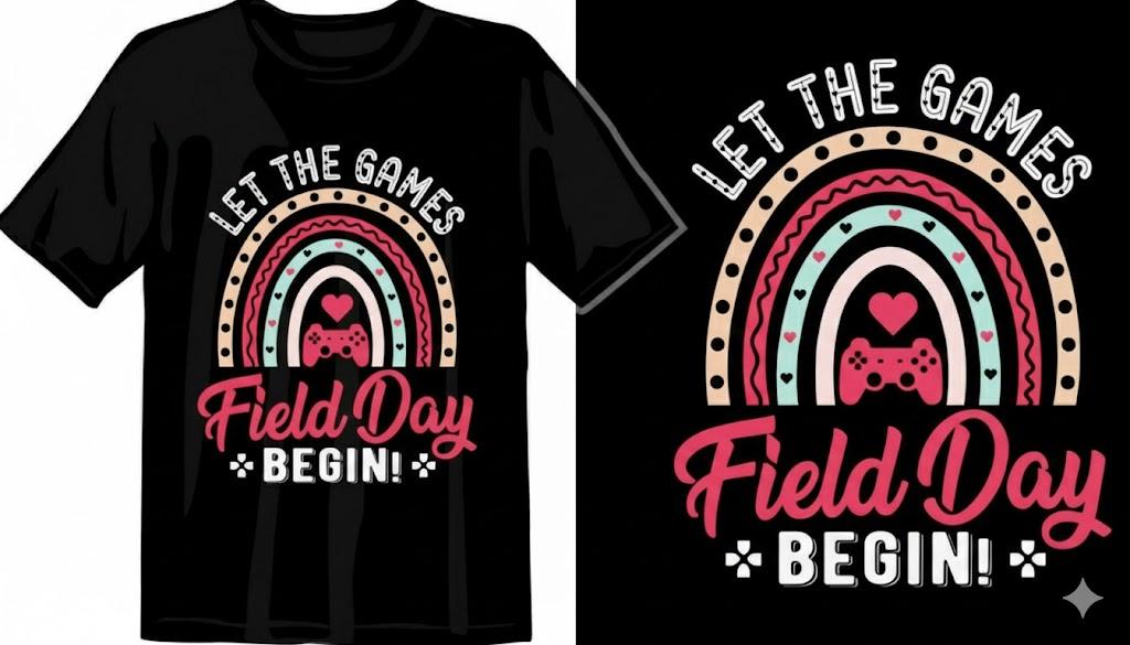 Field Day Shirt for Toddler Boys Girls Kids 2-8T, Colorful Field Day Print, Short Sleeve Tee, Fun & Comfortable (4-5T, Smile)