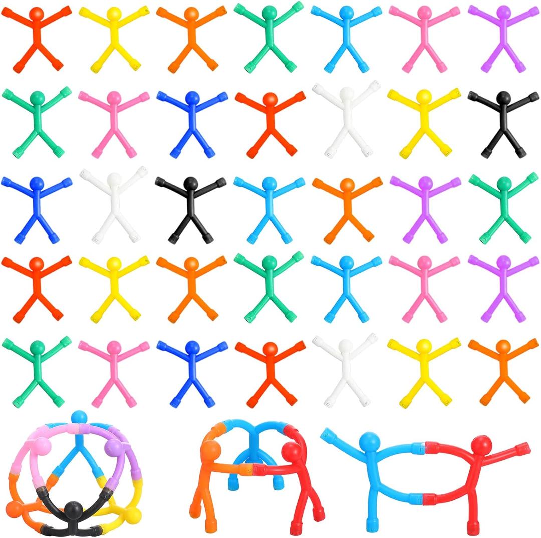 Jerify 50 Pcs Refrigerator Magnets Colorful Magnetic Men Fidget Toys Humanoid Mini Flexible Cute Toys for Refrigerator Door Office Fun Decorative Decoration, 10 Colors