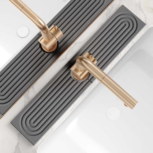 eormoe Diatomite Stone Sink Candy - Instant Dry Stone Sink Tray around Faucet, Prevents Moisture Buildup - Faucet Splash Guard for Bathroom Counter (Dark Grey, 20" x 3.9")