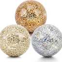 Decoration Mosaic Glass Ball 3.35 Inch Orbs Centerpiece Crack Sphere Balls 3pcs Rose Gold Silver Mix Color Bowls Fillers Home Office Table Christmas Ornament