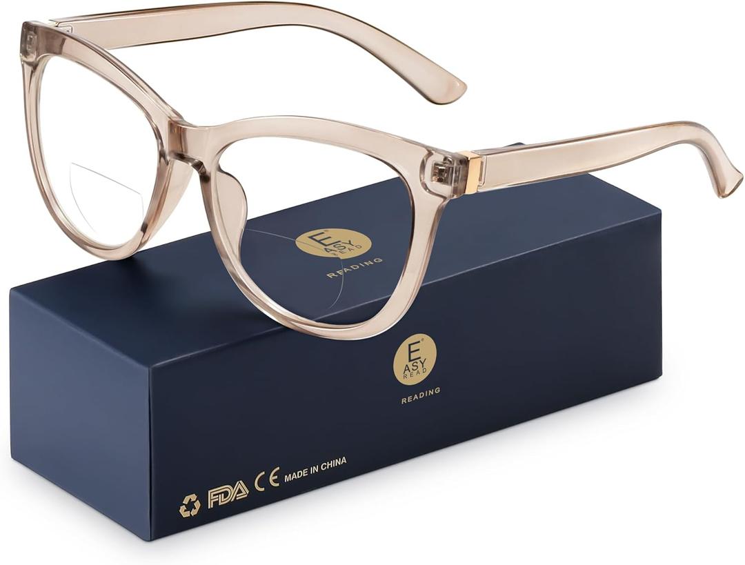 EASY READ Bifocal Reading Glasses for Women,Blue Light Blocking Computer Readers,Stylish Anti Glare Women Eyeglasses(Magnification 1.50, Brown) (2-brown (Readers))