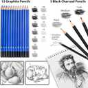 Smilo 76-Piece Drawing Kit: 24 Colored, 12 Watercolor, 12 Metallic & 12 Graphite Pencils - Pro Art Supplies with Sketchbook, Charcoal, Water Brush Pen for Adults, Teens, Beginners