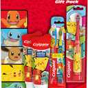 Colgate Kids Pokemon Toothbrush and Kids Toothpaste Gift Set, Includes Pokemon-Themed Battery Toothbrush, 2 Bubblegum Flavored Fluoride Toothpastes, and 2 Manual Toothbrushes