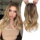 Fine Plus 18'' Hair Toppers for Women, Synthetic Hair Topper Adds Volume and Top Coverage for Thinning Hair & Gray Roots with Natural Body Wavy Texture in Ombre Brown Blonde