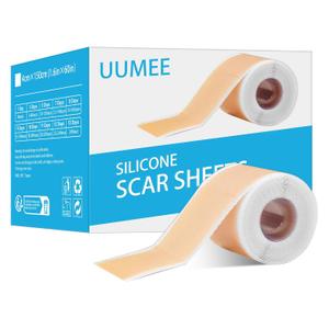 3 x Silicone Scar Sheets Soft Silicone Scar Tape Roll, Reusable Scar Silicone Strips for Surgical Scars, Keloid, Acne Scars, Burn Scar, C-Section (1.6"x 60" Roll)