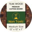 Teak Wood Round End Grain Cutting Board 11.8 Inch, Non Toxic Solid Wood Cutting Board for Kitchen Prep, Pizza & Serving Board with Handle by New M Way