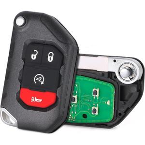 3+1 Buttons Flip Smart Remote Key Fob Replacement Fits for Jeep Wrangler 2018-2025 Gladiator 2019-2025, FCC ID: OHT1130261, P/N: 68416784AB, 68416784AA, 68416784