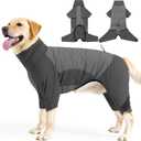 Dog Coats for Large Dogs Winter Waterproof, Fullbody Clothes Jumpsuit, Cold Weather Coats Pajamas, Four-Legged Snowsuit with Leash Hole, Large Dog Fleece Vest, L Grey