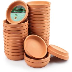 vensovo 3 Inch Terracotta Plant Saucer Pots Tray - 32 pcs Mini Planter Saucers for Indoor & Outdoor Plants, Small Clay Trays Perfect for 2 Inch 2.5Inch Flower Pot